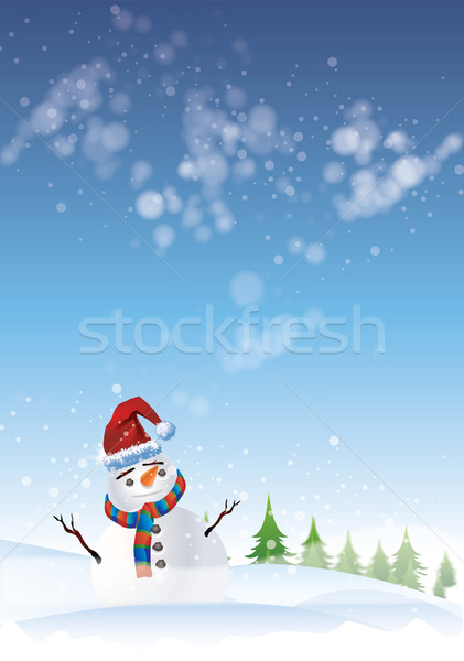 Kardan adam beyaz renkli eşarp kırmızı Stok fotoğraf © naffarts