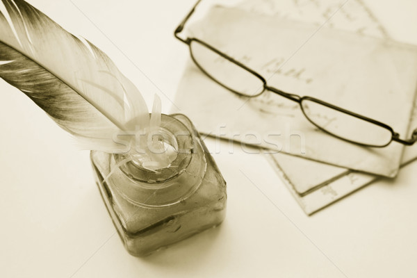 Old letters and Quill Stock photo © naffarts