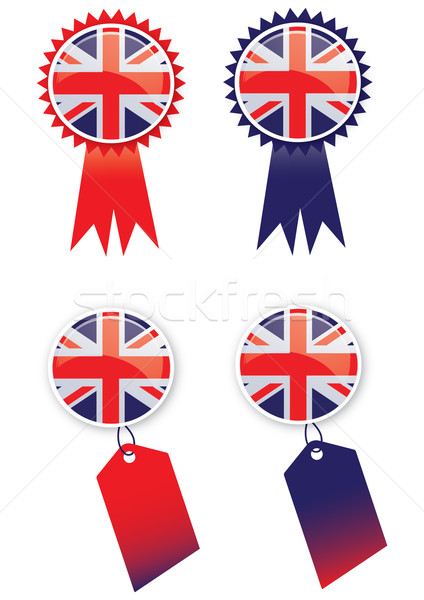 Flaga brytyjska zestaw cztery tag szkła Zdjęcia stock © naffarts