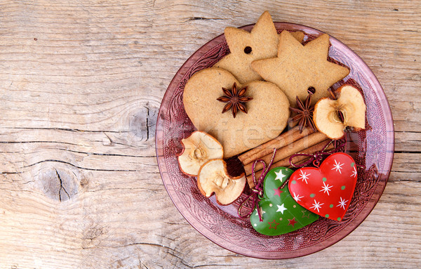 Christmas piernik cynamonu star cookie przyprawy Zdjęcia stock © nailiaschwarz