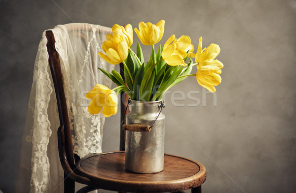 Still Life with Yellow Tulips Stock photo © nailiaschwarz