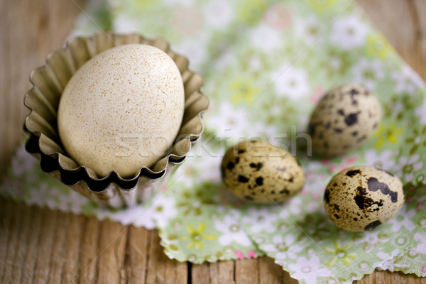 Tojások kacsa tojás különböző asztal kicsi Stock fotó © nailiaschwarz