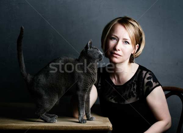 Woman and Cat Stock photo © nailiaschwarz