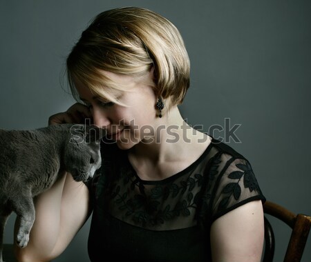Woman and Cat Stock photo © nailiaschwarz