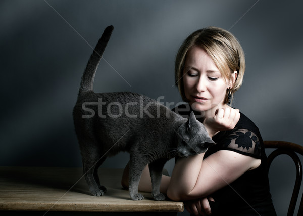 Woman and Cat Stock photo © nailiaschwarz