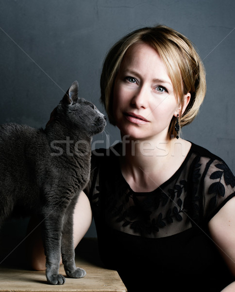 Woman and Cat Stock photo © nailiaschwarz