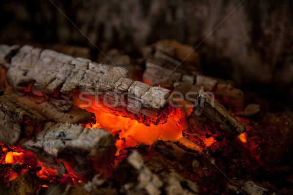 Izzó lefelé tűz kandalló fa fém Stock fotó © nailiaschwarz