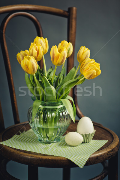 Still Life with Yellow Tulips Stock photo © nailiaschwarz