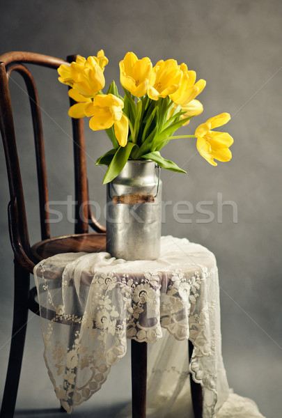 Still Life with Yellow Tulips Stock photo © nailiaschwarz