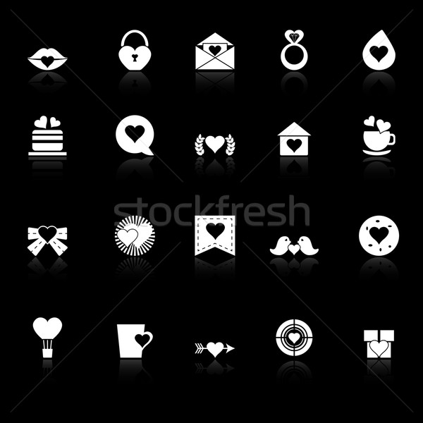Corazón elemento iconos negro stock vector Foto stock © nalinratphi