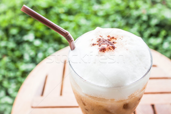 Refreshing glass of iced blended espresso with milk foam Stock photo © nalinratphi