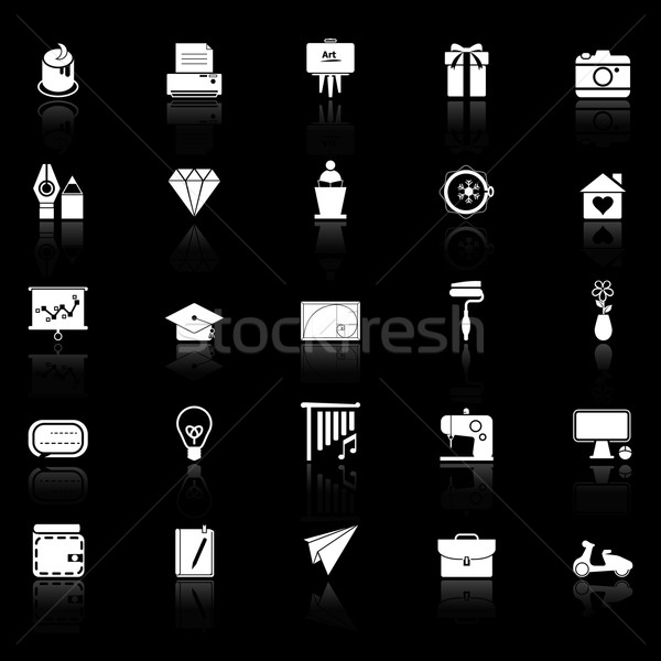 Art and creation icons with reflect on black background Stock photo © nalinratphi