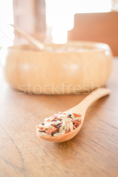 Stock photo: Multi whole grain of organic jusmine rice
