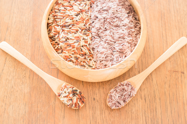 Organic multi whole grain of jusmine rice Stock photo © nalinratphi