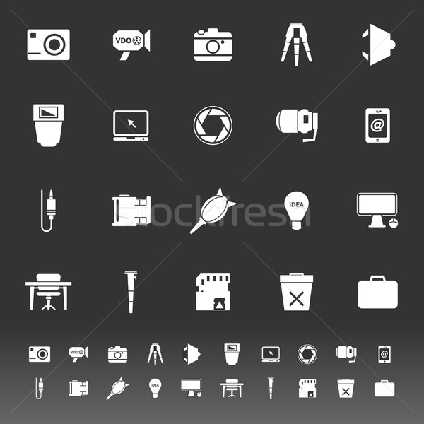 Photography related item icons on gray background Stock photo © nalinratphi