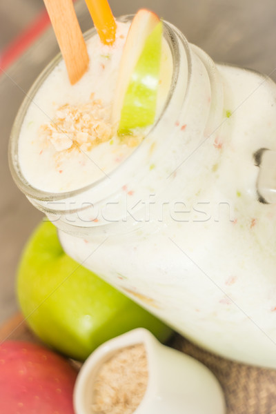 Apple smooties in glass jar  Stock photo © nalinratphi