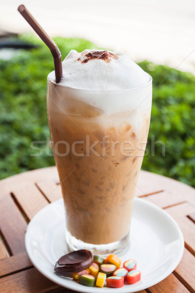 Refreshing glass of cold espresso and some sweet Stock photo © nalinratphi