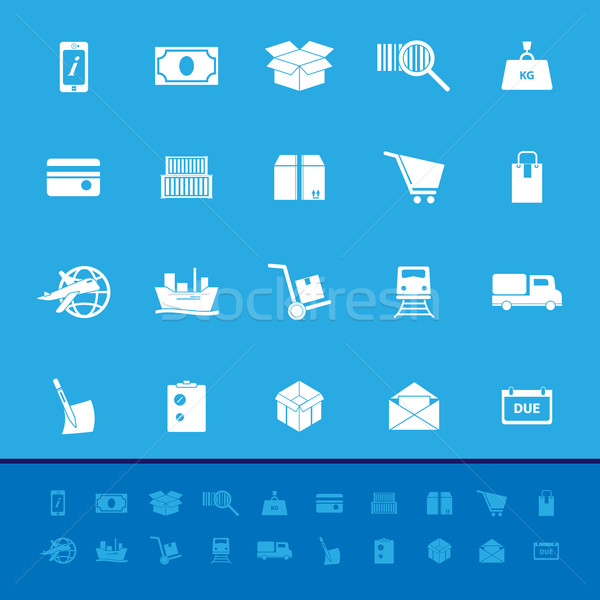 Shipment color icons on blue background Stock photo © nalinratphi