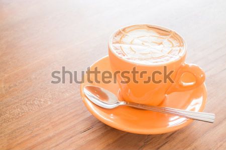 Hot caramel coffee latte cup Stock photo © nalinratphi