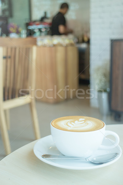 Hot cup of coffee latte Stock photo © nalinratphi