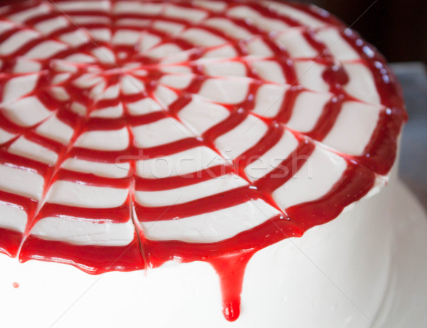 Whipped cream cake topped with rasberry sauce  Stock photo © nalinratphi