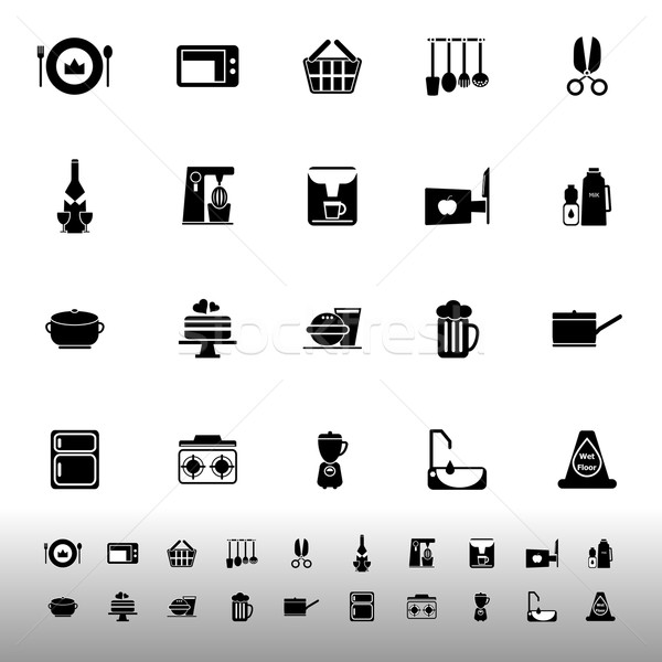 Home kitchen icons on white background Stock photo © nalinratphi