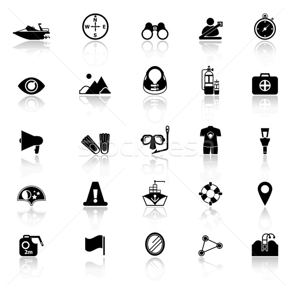 Waterway related icons with reflect on white background Stock photo © nalinratphi