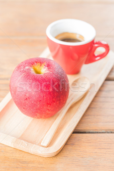 Stock photo: Easy meal with red apple and coffee