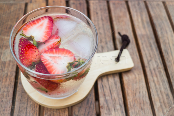 Close-up glass of strawberry infused water Stock photo © nalinratphi