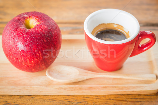 Easy meal with red apple and coffee Stock photo © nalinratphi