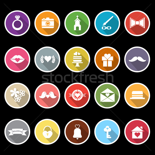 Wedding icons with long shadow Stock photo © nalinratphi