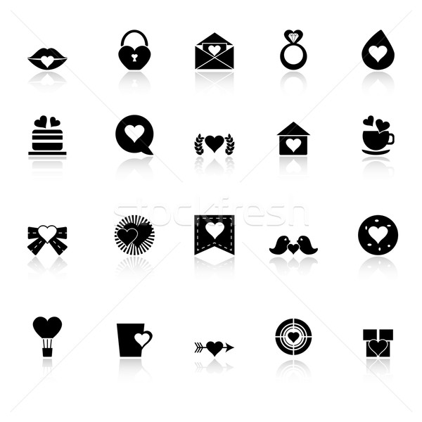 Heart element icons with reflect on white background Stock photo © nalinratphi