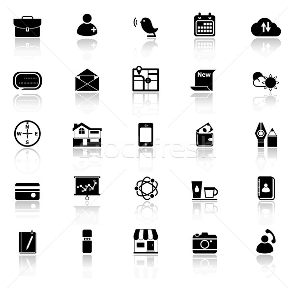 Mobile icons with reflect on white background Stock photo © nalinratphi
