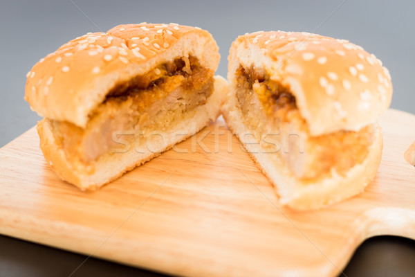 Stock photo: Delicious deep fried pork burger