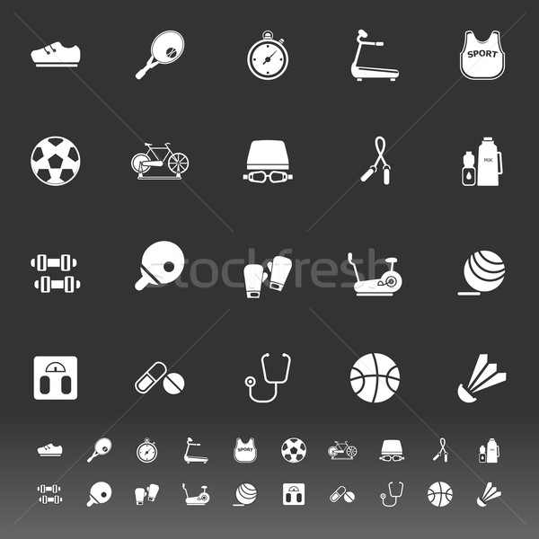 Stock photo: Fitness sport icons on gray background