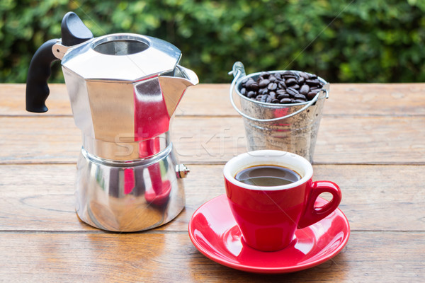 Kırmızı fincan sıcak espresso atış stok Stok fotoğraf © nalinratphi