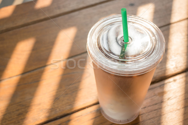 Double wall glass of iced coffee latte Stock photo © nalinratphi