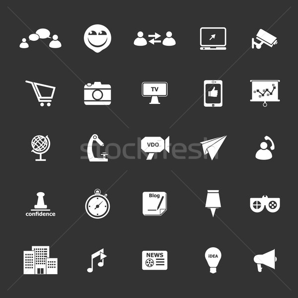 Media marketing icons on gray background Stock photo © nalinratphi
