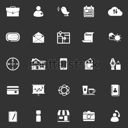 Stock photo: Mobile icons with reflect on black background