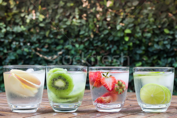 Variety fruit infused water with iced Stock photo © nalinratphi