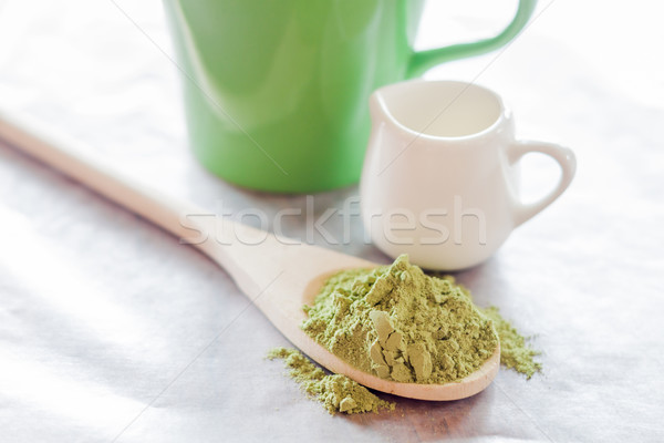 Hot green tea latte ingredient Stock photo © nalinratphi