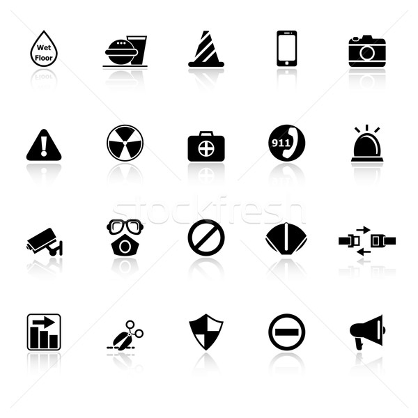 General useful icons with reflect on white background Stock photo © nalinratphi