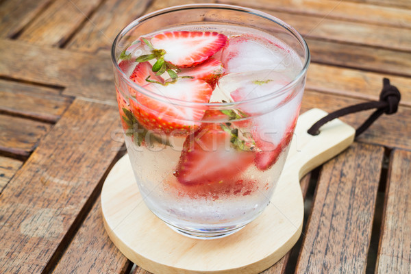 Close-up glass of strawberry infused water Stock photo © nalinratphi