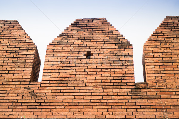 Stock photo: Sky and old brick wall