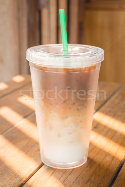 Double wall glass of iced coffee latte Stock photo © nalinratphi