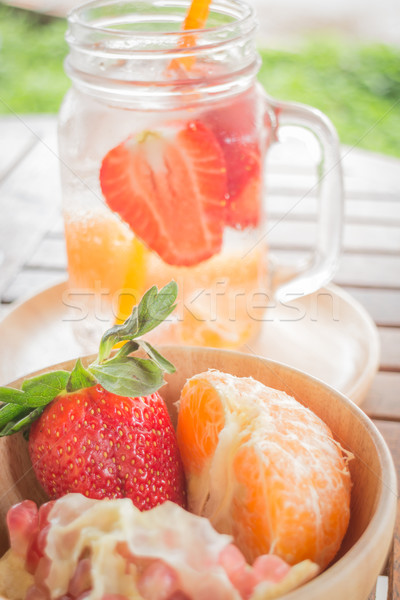 Infused water mug of mix fruit refreshing drink Stock photo © nalinratphi