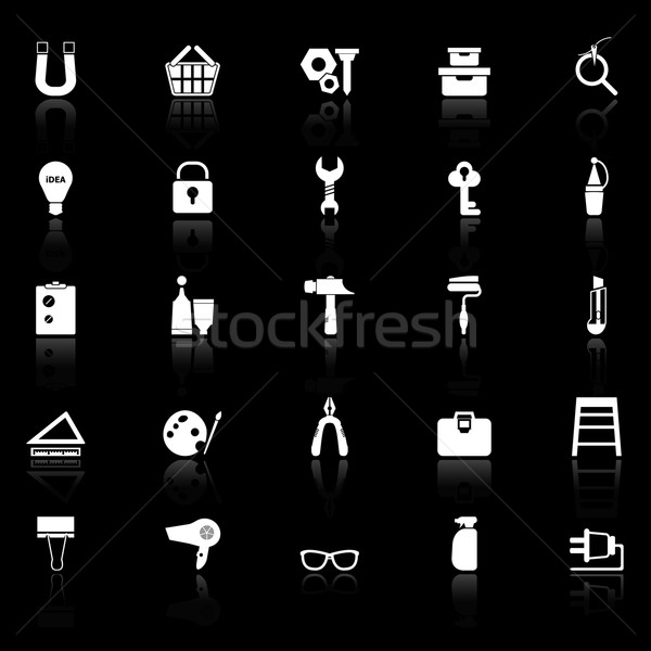 DIY icons with reflect on black background Stock photo © nalinratphi