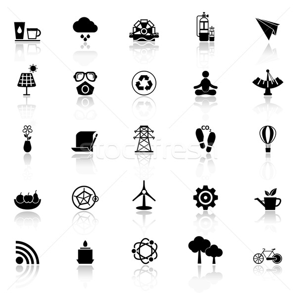 Clean concept icons with reflect on white background Stock photo © nalinratphi