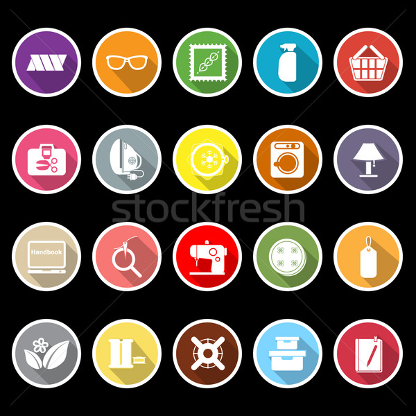 Sewing cloth related flat icons with long shadow Stock photo © nalinratphi