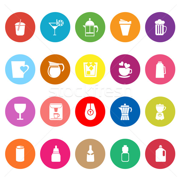 Variety drink flat icons on white background Stock photo © nalinratphi